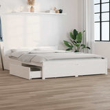 Bed Frame without Mattress with Drawers White 135x190 cm
