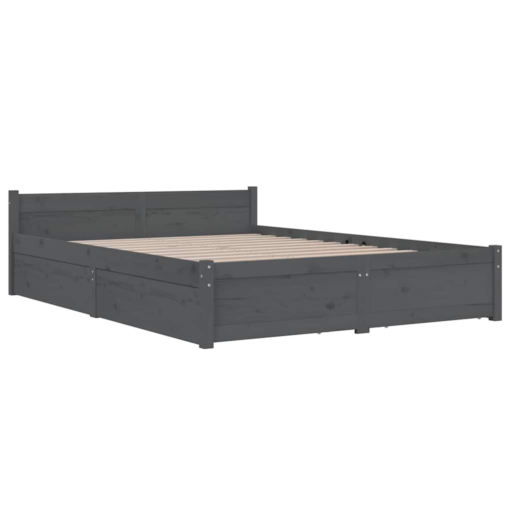 Bed Frame without Mattress with Drawers Grey 135x190 cm