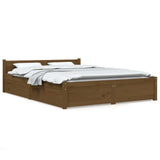 Bed Frame without Mattress with Drawers Honey Brown 135x190 cm - Front View