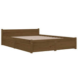 Bed Frame without Mattress with Drawers Honey Brown 135x190 cm - Top-Down View
