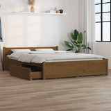 Bed Frame without Mattress with Drawers Honey Brown 135x190 cm