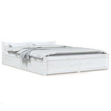 Bed Frame without Mattress with Drawers White 150x200 cm - Front View