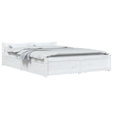 Bed Frame without Mattress with Drawers White 150x200 cm - Side View