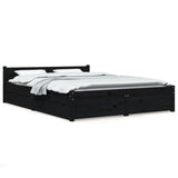 Bed Frame without Mattress with Drawers Black 150x200 cm - Front View