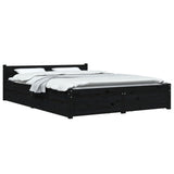 Bed Frame without Mattress with Drawers Black 150x200 cm - Side View