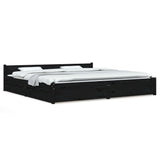 Bed Frame without Mattress with Drawers Black 183x203 cm King - Front View
