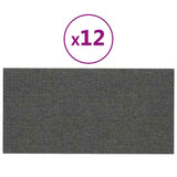 Wall Panels 12 pcs Dark Grey 30x15 cm Fabric 0.54 m² - Front View