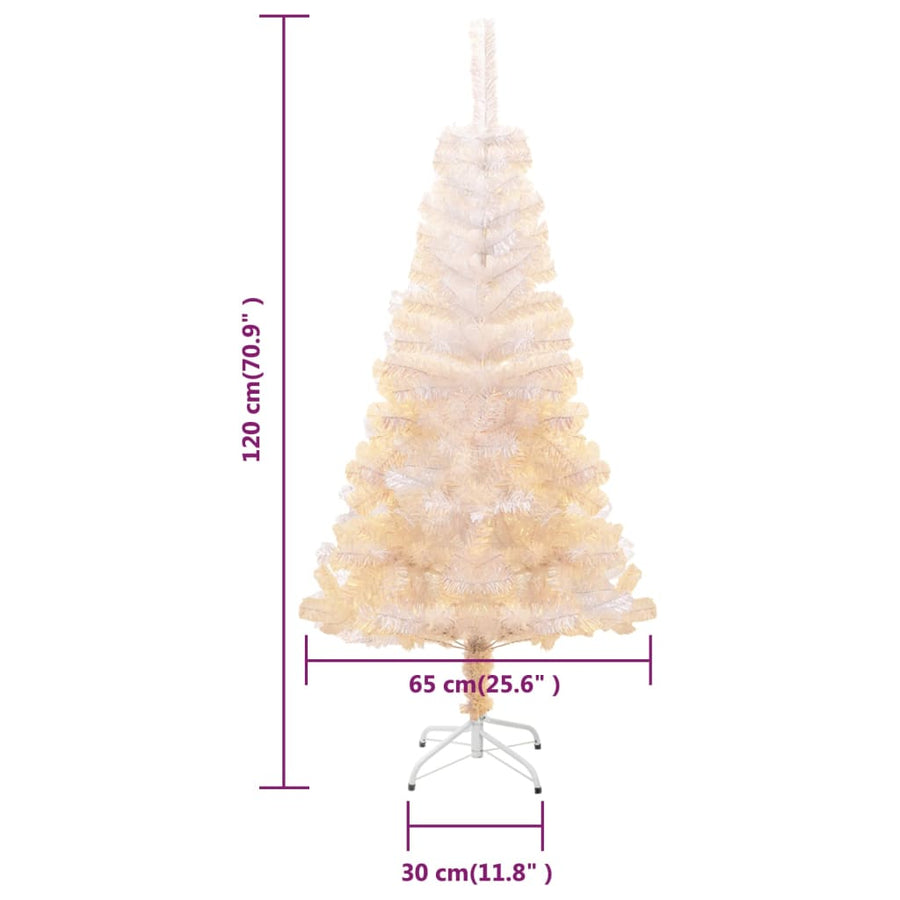 Artificial Christmas Tree with Iridescent Tips White 120 cm PVC