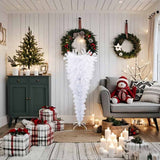 Upside-down Artificial Christmas Tree with Stand White 150 cm - Front View