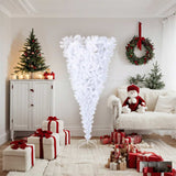 Upside-down Artificial Christmas Tree with Stand White 180 cm - Front View