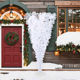Upside-down Artificial Christmas Tree with Stand White 210 cm - Front View
