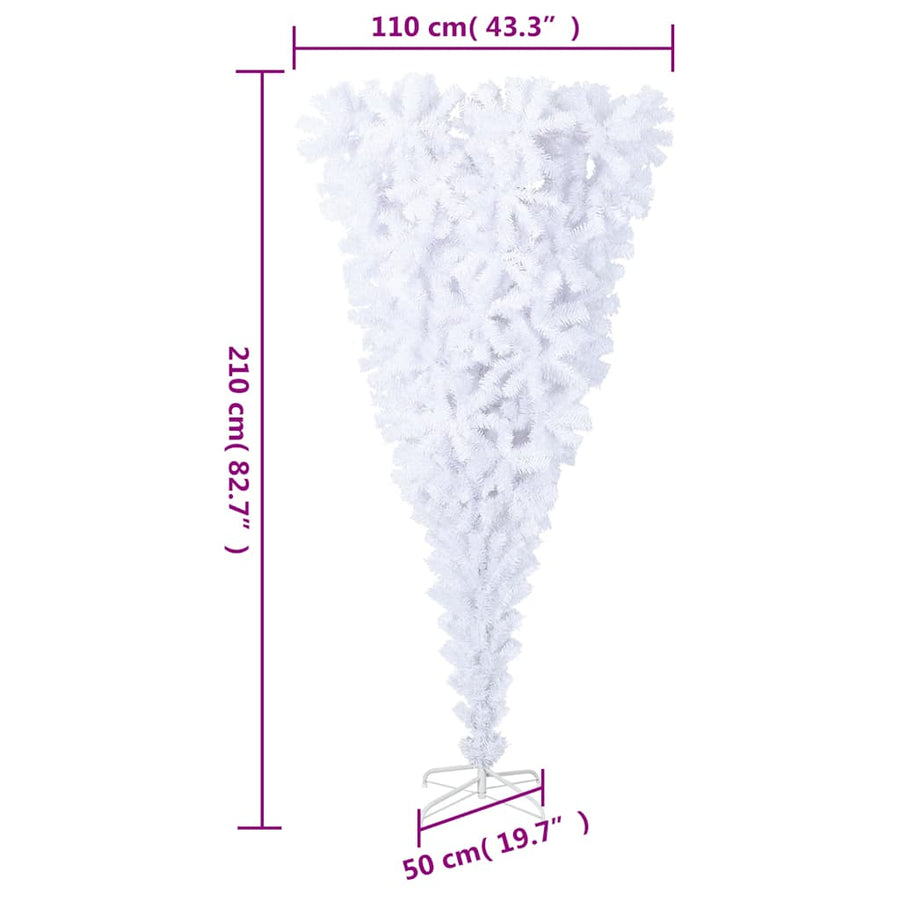 Upside-down Artificial Christmas Tree with Stand White 210 cm