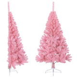Artificial Half Christmas Tree with Stand Pink 120 cm PVC - Front View