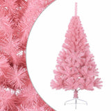 Artificial Half Christmas Tree with Stand Pink 120 cm PVC - Side View