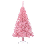 Artificial Half Christmas Tree with Stand Pink 120 cm PVC - Top-Down View