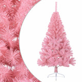 Artificial Half Christmas Tree with Stand Pink 150 cm PVC - Front View