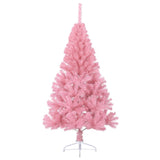 Artificial Half Christmas Tree with Stand Pink 150 cm PVC - Side View