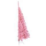 Artificial Half Christmas Tree with Stand Pink 150 cm PVC - Top-Down View
