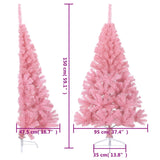 Artificial Half Christmas Tree with Stand Pink 150 cm PVC - Extra Image