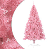 Artificial Half Christmas Tree with Stand Pink 210 cm PVC - Front View