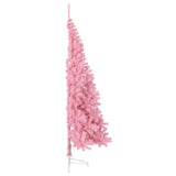 Artificial Half Christmas Tree with Stand Pink 210 cm PVC - Top-Down View