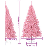 Artificial Half Christmas Tree with Stand Pink 240 cm PVC - Extra Image