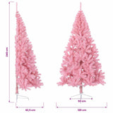 Artificial Half Christmas Tree with Stand Pink 240 cm PVC - Extra Image
