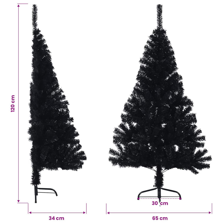 Artificial Half Christmas Tree with Stand Black 120 cm PVC