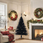 Artificial Half Christmas Tree with Stand Black 150 cm PVC