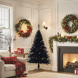 Artificial Half Christmas Tree with Stand Black 150 cm PVC - Front View