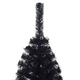 Artificial Half Christmas Tree with Stand Black 150 cm PVC - Rear View