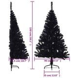 Artificial Half Christmas Tree with Stand Black 150 cm PVC - Extra Image