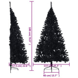 Artificial Half Christmas Tree with Stand Black 180 cm PVC - Extra Image