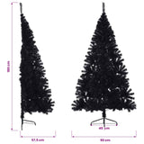 Artificial Half Christmas Tree with Stand Black 180 cm PVC - Extra Image