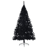 Artificial Half Christmas Tree with Stand Black 210 cm PVC - Side View