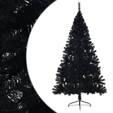 Artificial Half Christmas Tree with Stand Black 240 cm PVC - Front View