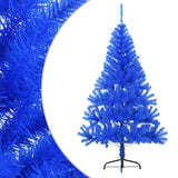 Artificial Half Christmas Tree with Stand Blue 150 cm PVC - Front View