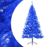 Artificial Half Christmas Tree with Stand Blue 210 cm PVC - Front View