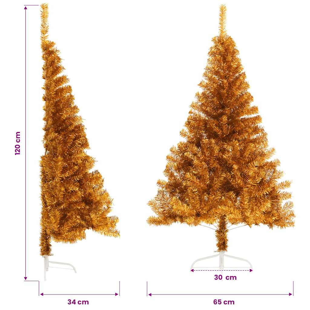 Artificial Half Christmas Tree with Stand Gold 120 cm PET