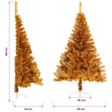Artificial Half Christmas Tree with Stand Gold 120 cm PET - Low Angle