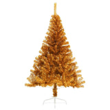 Artificial Half Christmas Tree with Stand Gold 180 cm PET - Front View