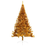 Artificial Half Christmas Tree with Stand Gold 210 cm PET - Front View