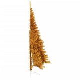 Artificial Half Christmas Tree with Stand Gold 210 cm PET - Side View