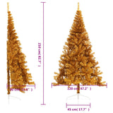 Artificial Half Christmas Tree with Stand Gold 210 cm PET - Low Angle
