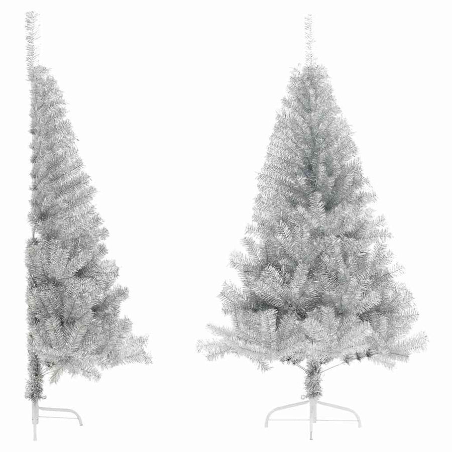 Artificial Half Christmas Tree with Stand Silver 120 cm PET