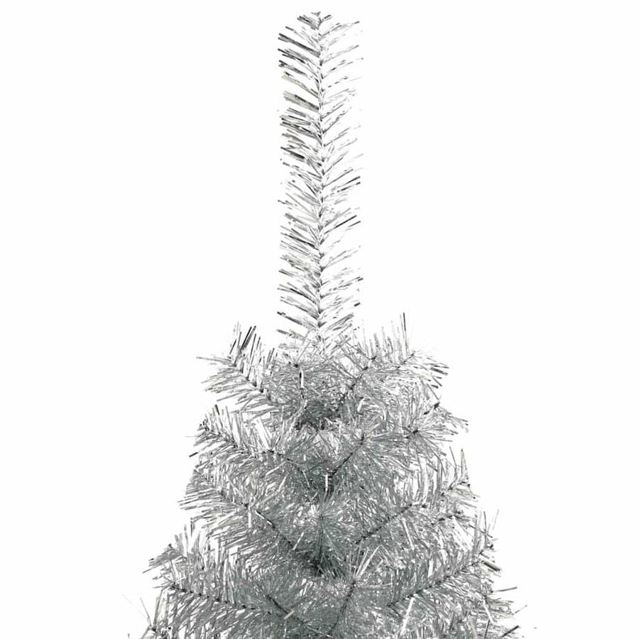 Artificial Half Christmas Tree with Stand Silver 120 cm PET