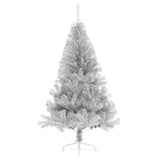 Artificial Half Christmas Tree with Stand Silver 150 cm PET - Front View