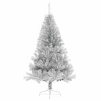 Artificial Half Christmas Tree with Stand Silver 150 cm PET