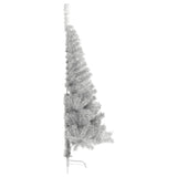 Artificial Half Christmas Tree with Stand Silver 150 cm PET - Side View
