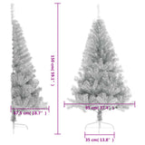 Artificial Half Christmas Tree with Stand Silver 150 cm PET - Low Angle